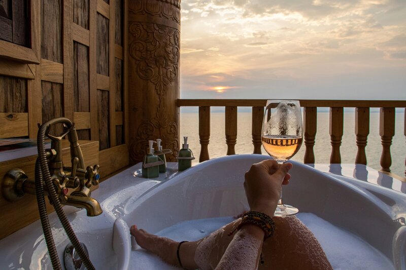 Luxury suite bathtub with panoramic view