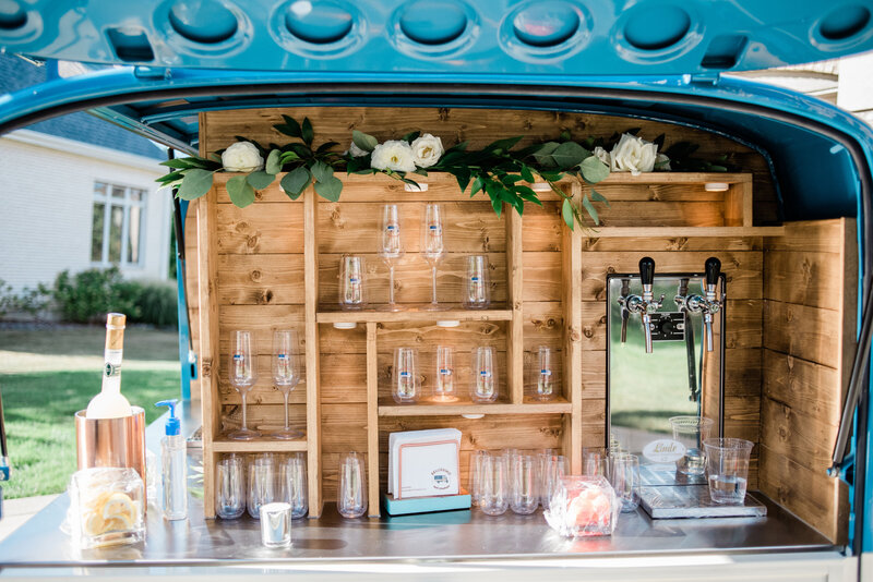 Mobile bar cart with drinks