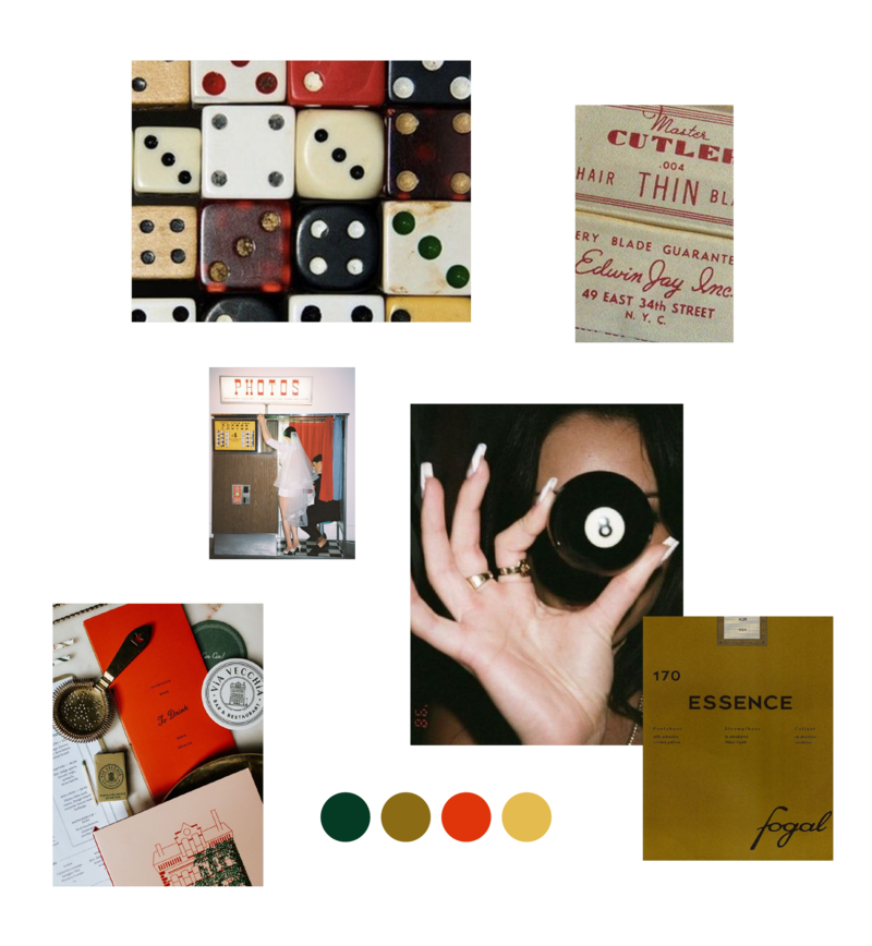 Collage graphic of a moodboard from Pinterest with a radiant, lush, juicy theme