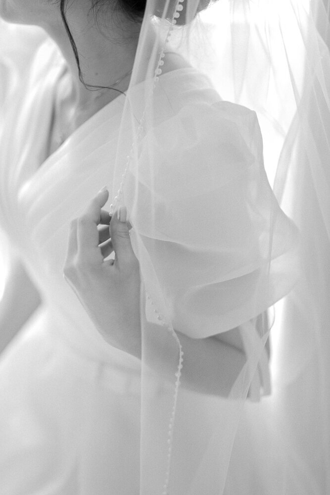 close up of a bride's wedding dress