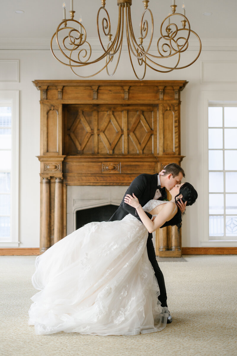 bride and groom at the kansas city club