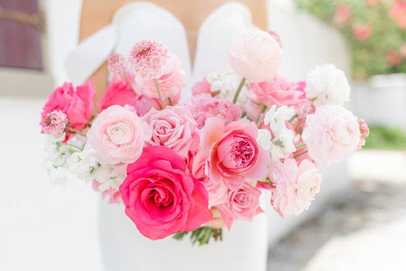 Pink bridal bouquet at a luxury wedding in St. Augustine Florida