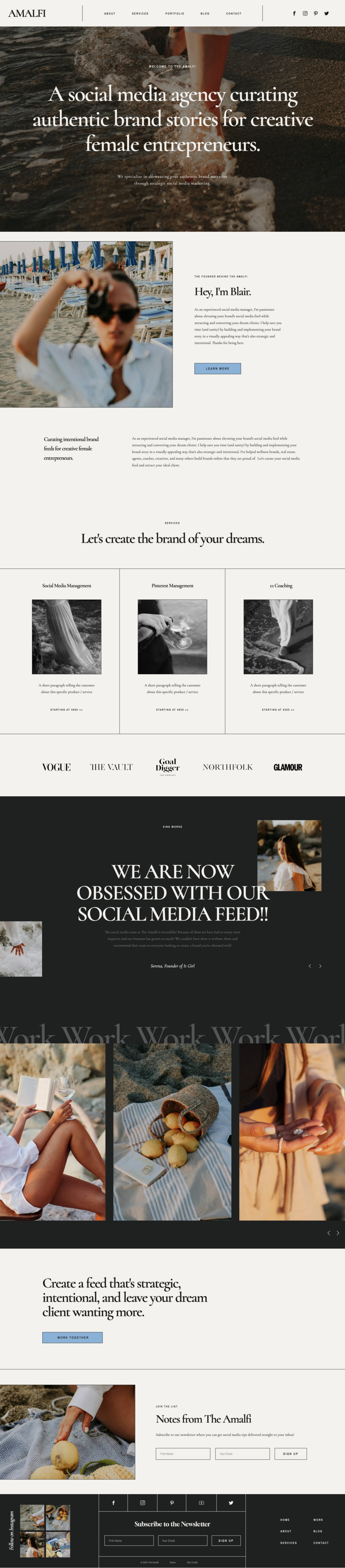 Showit website template The Amalfi by Salty Studio