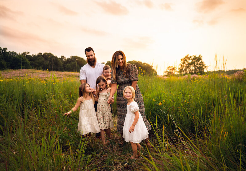 Family photo session at sunset