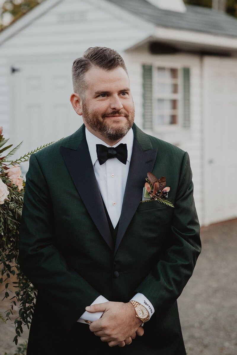 Green Tuxedo Bespoke CT Wedding Tux