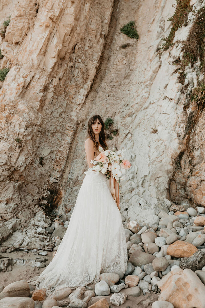 bride on the beach in california