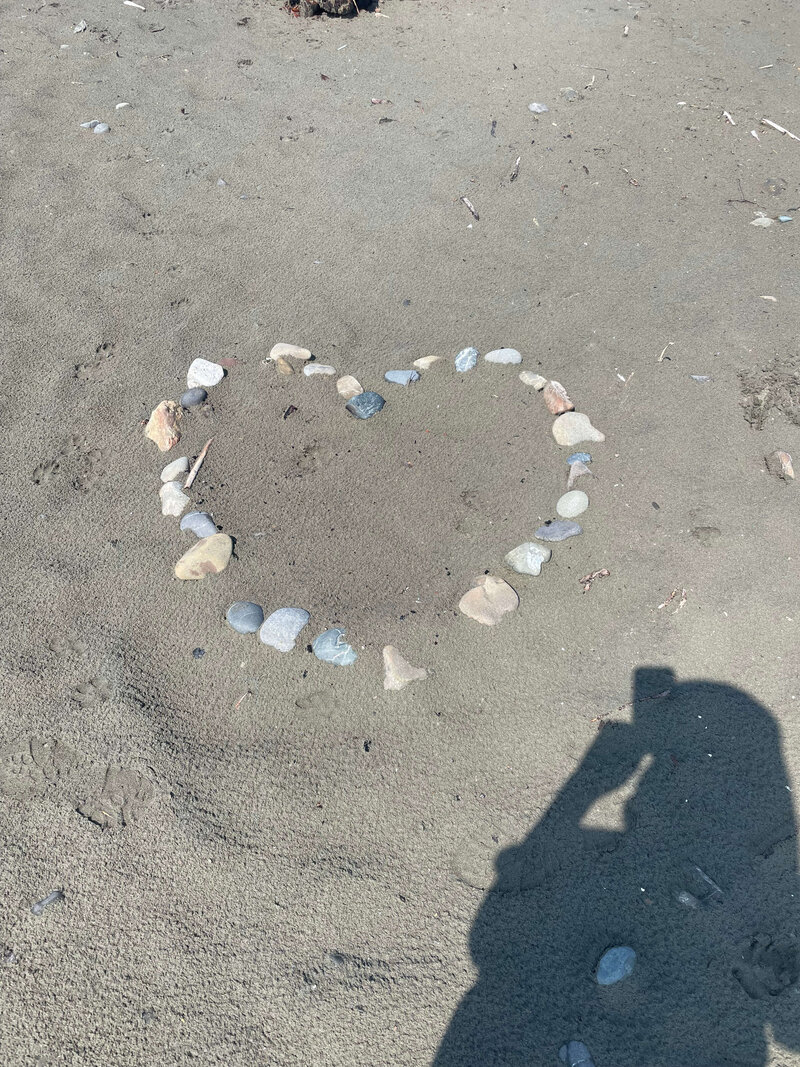 varied stones on soft sand with shadow