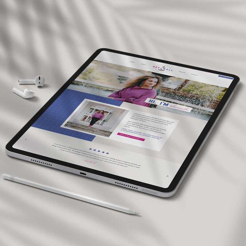 Explore Rachelle's transformative spiritual healing website on the convenience of an iPad display. Crafted with precision by a Showit Web Design specialist, her platform offers a seamless journey towards inner peace and well-being