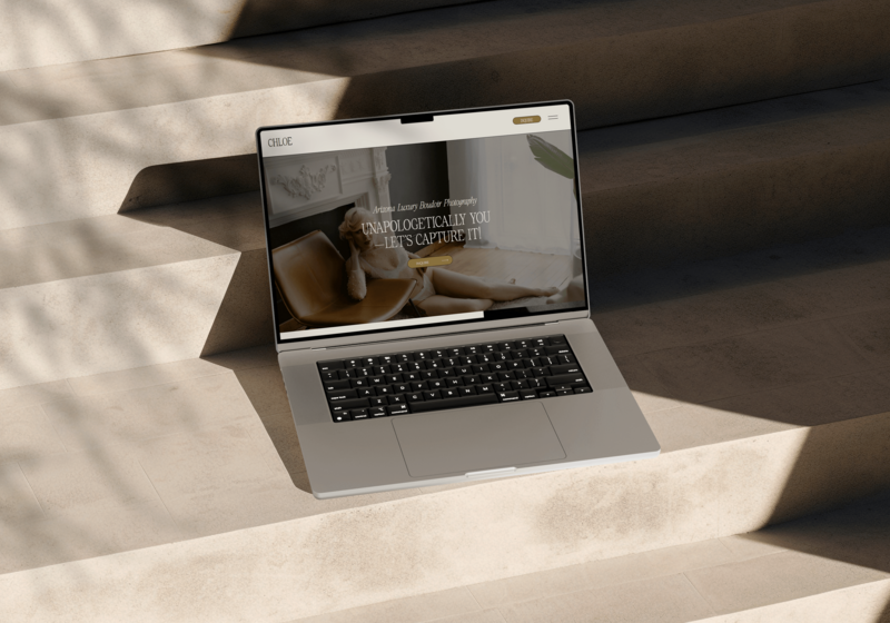 Chloe Showit website template for photographers featuring a bold, luxurious design—perfect for showcasing portfolios and attracting high-end clients.
