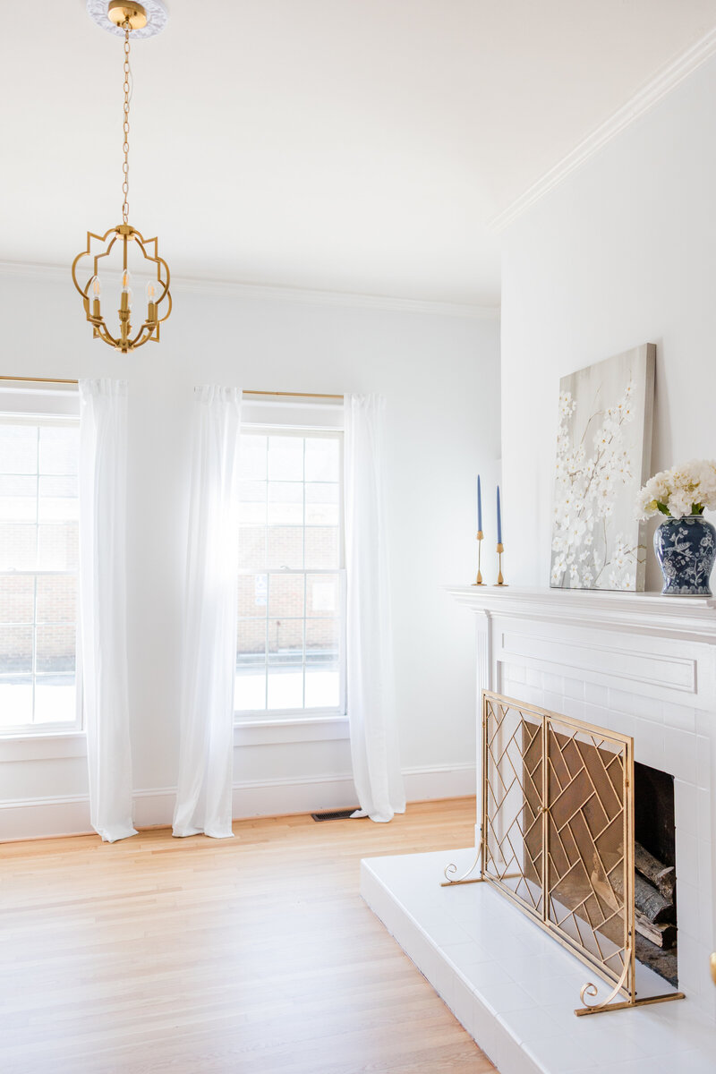 a white fireplace