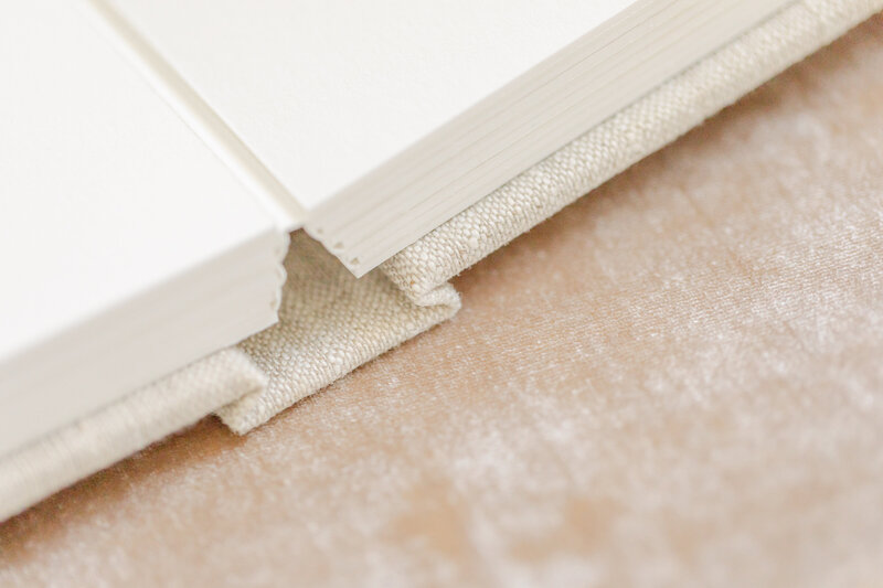 sample of fresno newborn photographer heirloom albums. album binding, thick pages