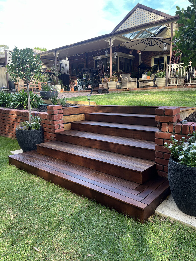 Custom timber deck with built-in seating in Adelaide backyard