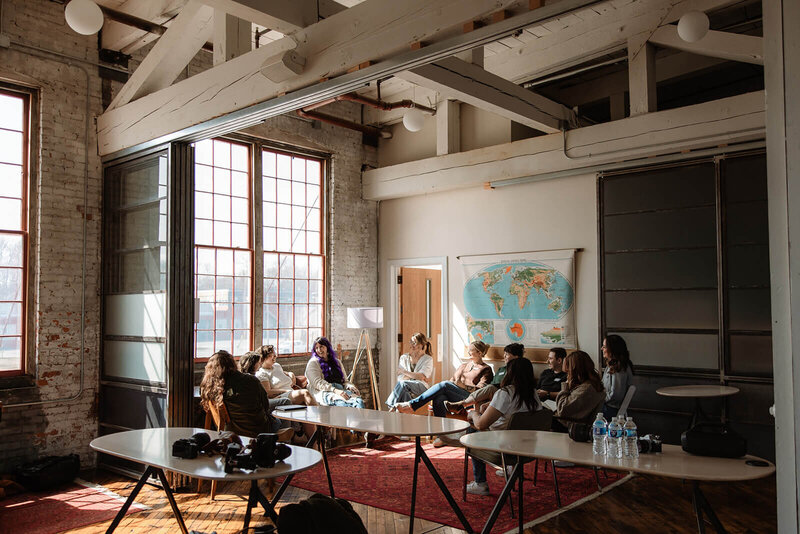 Group gathered for a  workshop in Finger Lakes, New York