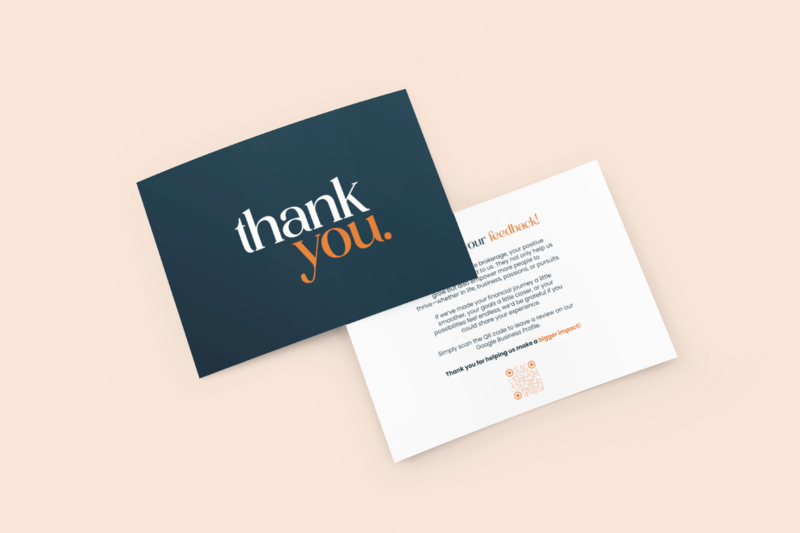 Branded Thank You Card Mockup for Virdee Finance and Mortgage Services branding created by Leithal and Co