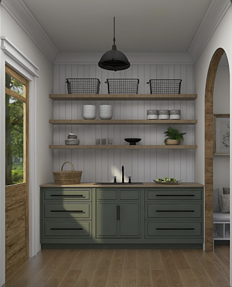render of a built in wine station