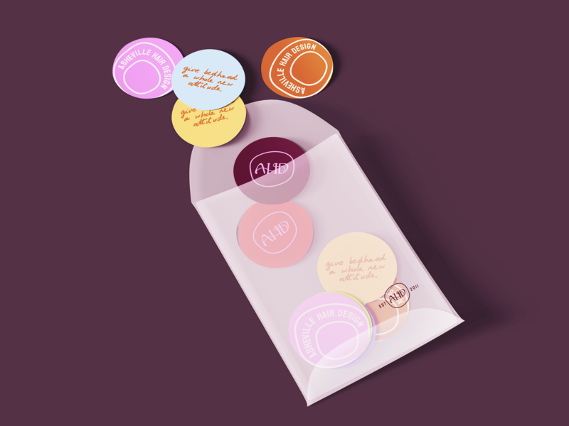 merch mockup of sticker designs for ashefille hair design