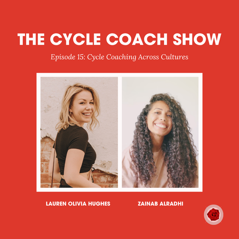 Podcast cover art for an episode with Lauren Olivia Hughes and Zainab Alradhi