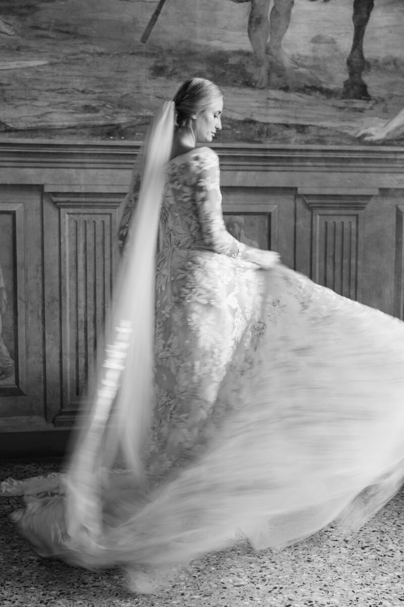 bride walking and smiling