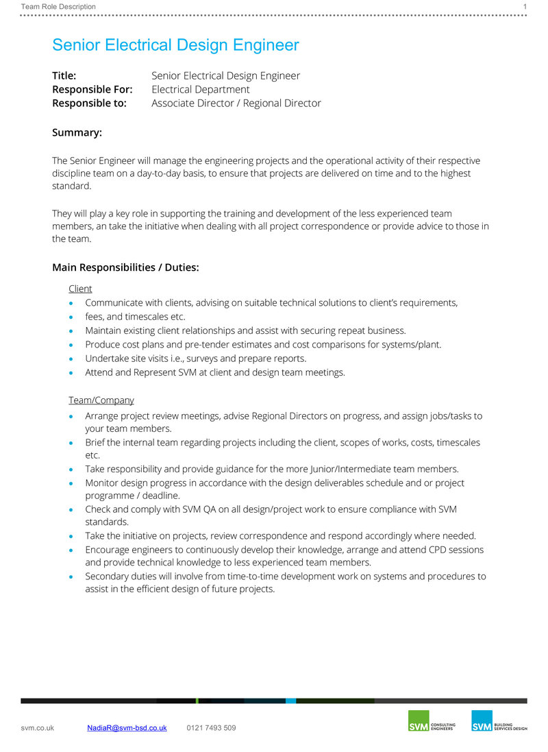 Senior Electrical Engineer - Company Role Description [SVM_2021]-1
