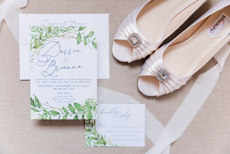 botanical wedding invitations at the Silo in Hopkinsville, KY