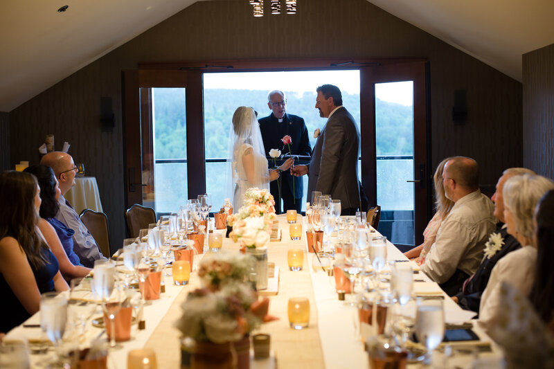 intimate wedding in Snoqualmie washington at Salish lodge in the Cliffside room