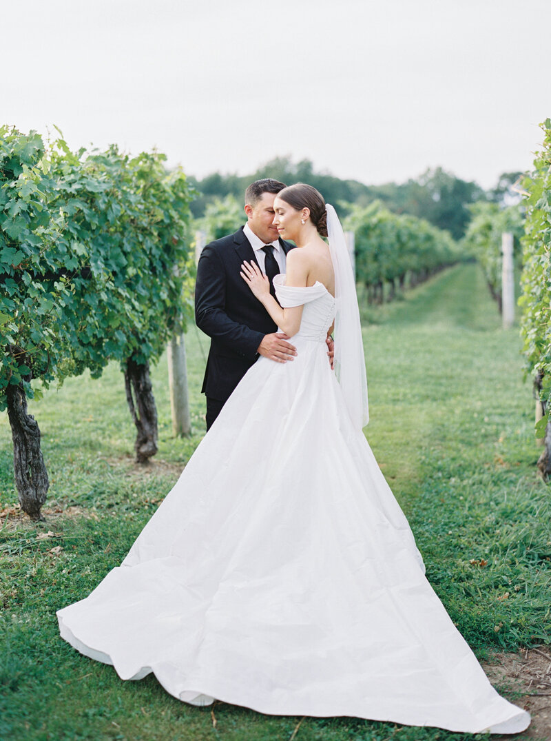 Fine art wedding portrait in vineyard