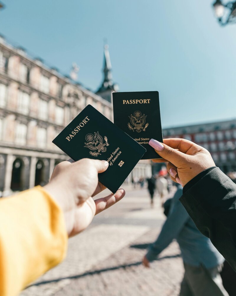 Passports in a city