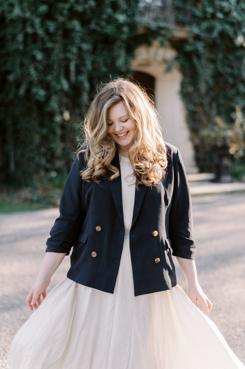 Indiana wedding photographer Kassidy twirling in dress