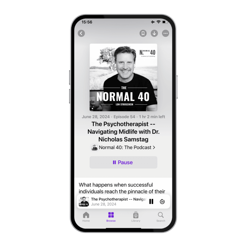 Iphone Mockup Photo of Lon Stroschein's The Normal40 Podcast