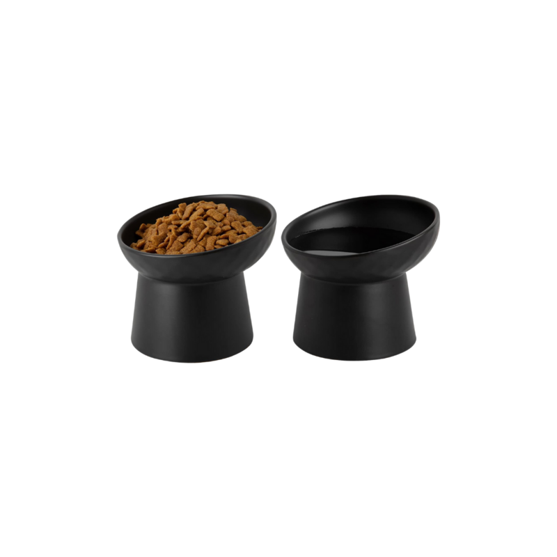 Ceramic Raised Cat Bowls, Elevated Tilted Cat Food and Water Bowls Set