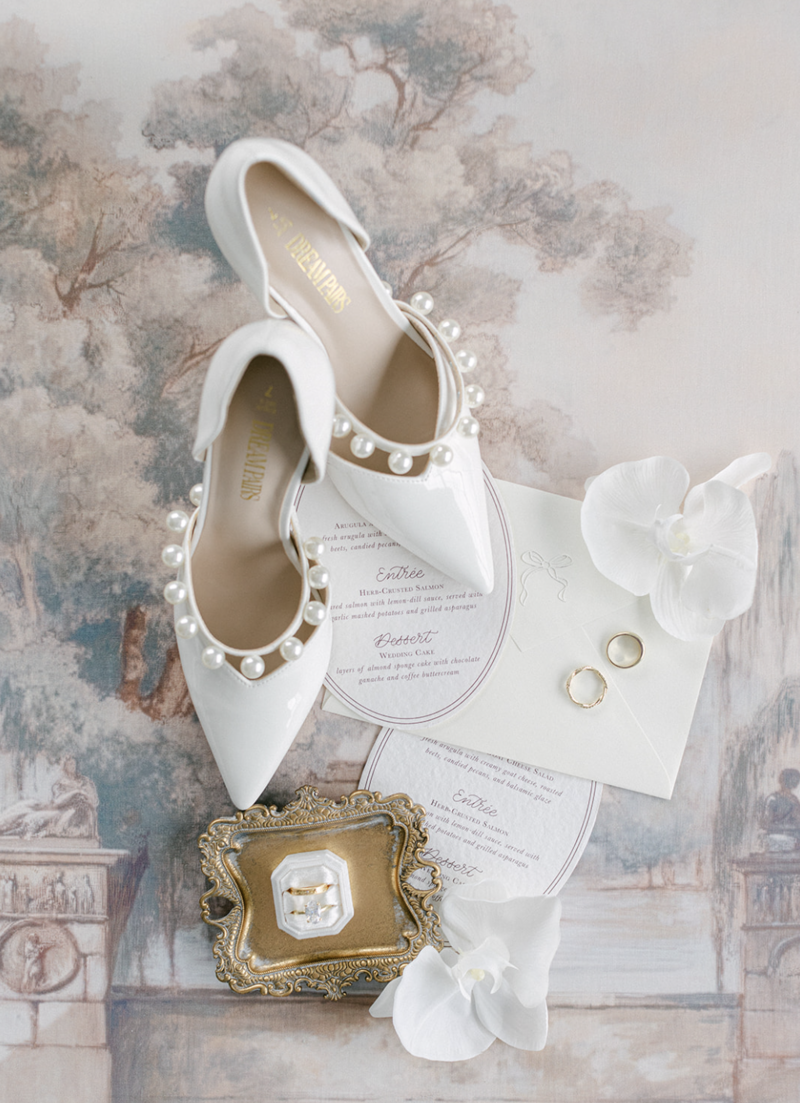 European linen mat for styling soft-toned wedding details and invitation suites