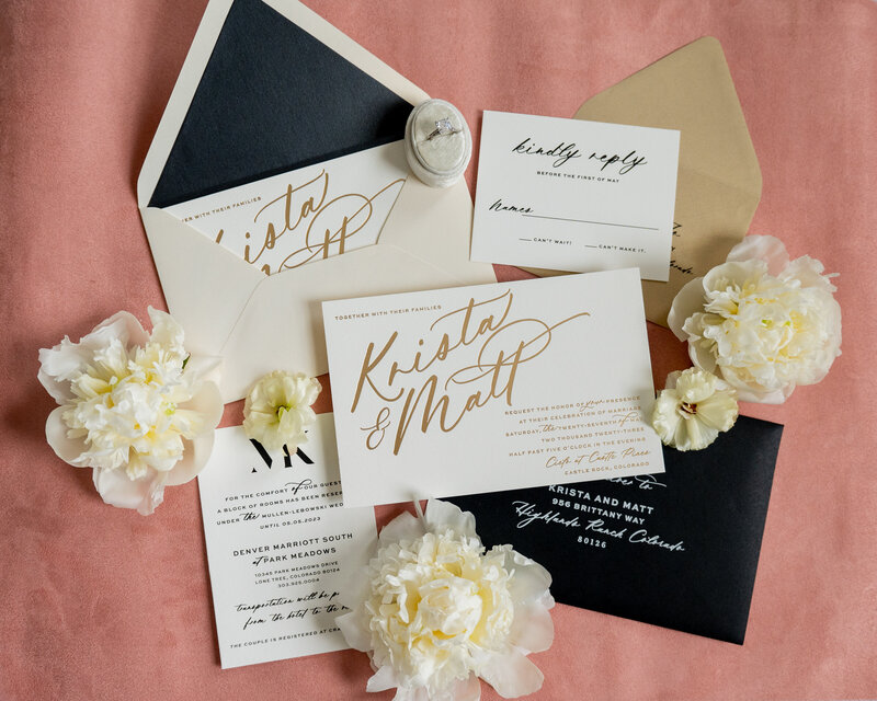 Modern Romantic Wedding Invitation Black and White