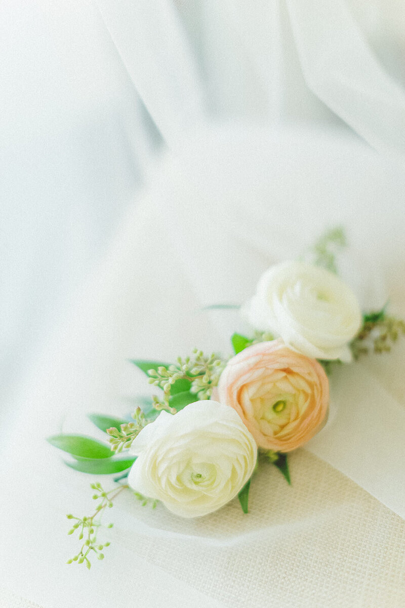 blush and white floral decor for an intimate wedding