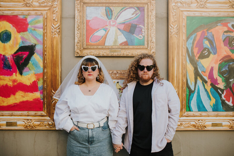 Lancaster PA Wedding Photographer wedding picture engagement photos funky fun unique engagement photos at art museum bride and groom engagement photos in new york photo by Emily Avila, the anti-awkward, fun-loving, love-affirming wedding photographer of Central Pennsylvania