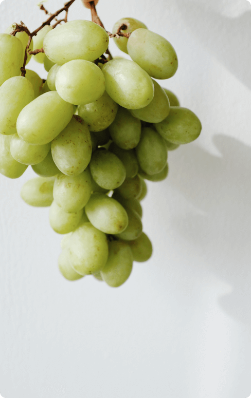 A bunch of green grapes.