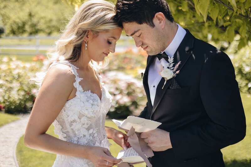 Couple Sharing Personal Vows - Mikayla & Mario | Harmony Meadows Wedding - Lake Chelan Wedding