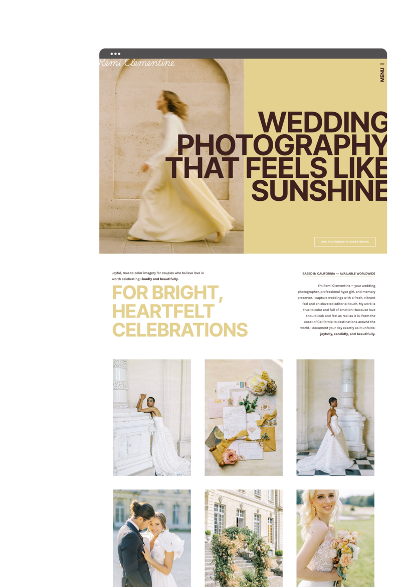 Easy-to-customize Showit website templates for photographers and creatives, designed to showcase your work and convert visitors into clients.