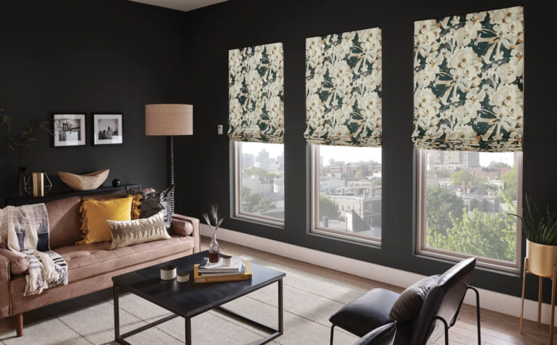 Custom shades in living room