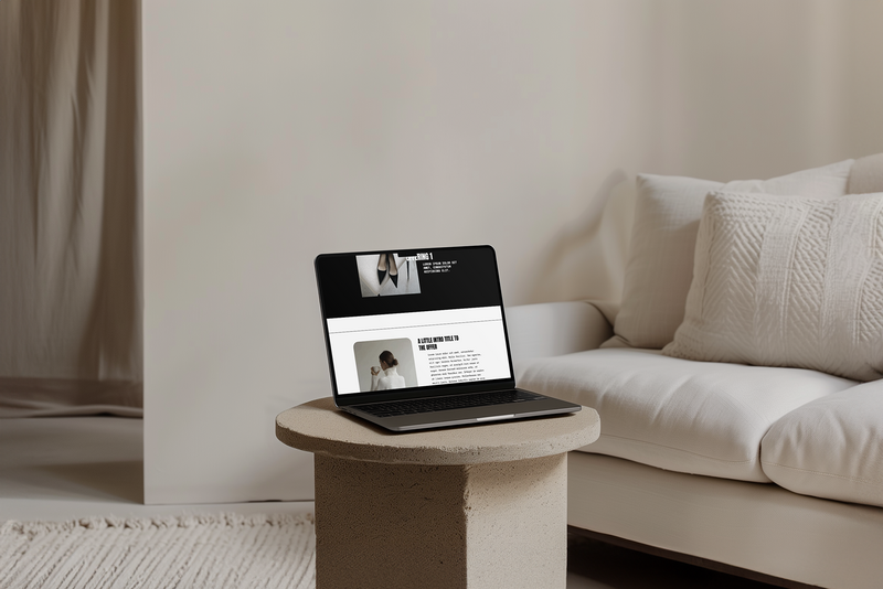 minimalist black and white website for yoga teacher