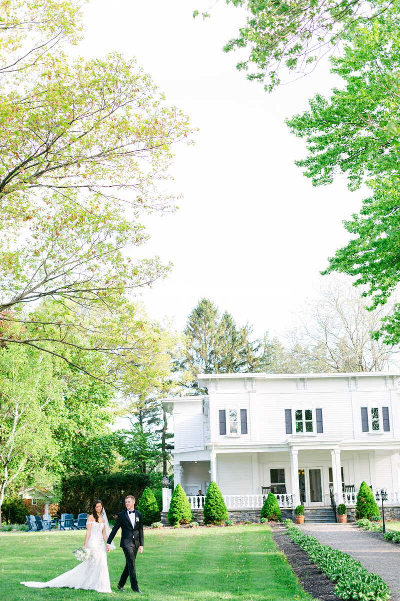 bride and groom walking