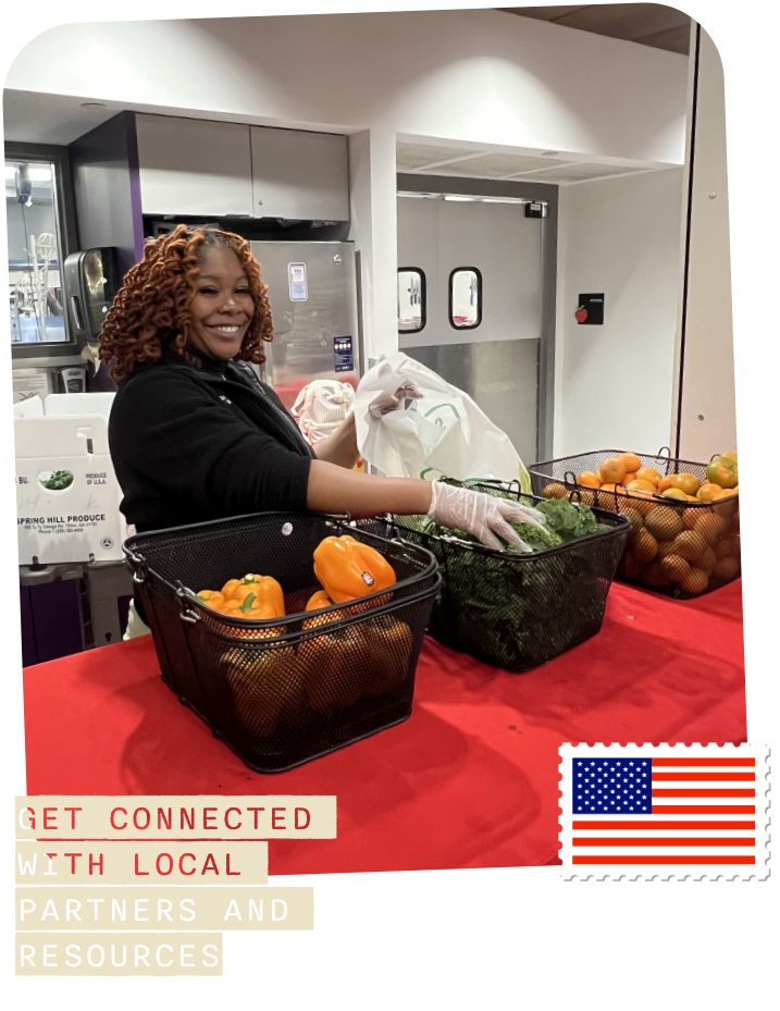 woman packing fruit and vegetables into a plastic bag