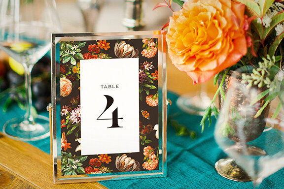 Luxury fall table number for wedding reception designed by Maystorm Studio