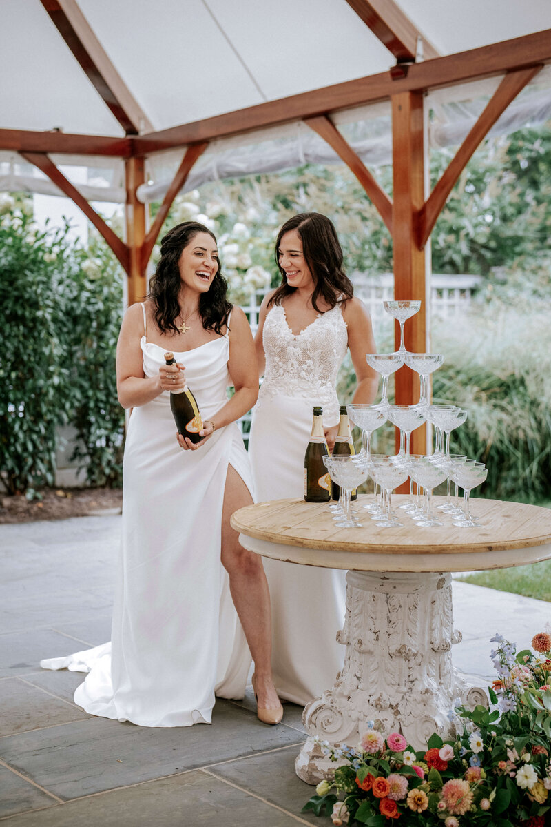 lesbian-brides-champagne-tower