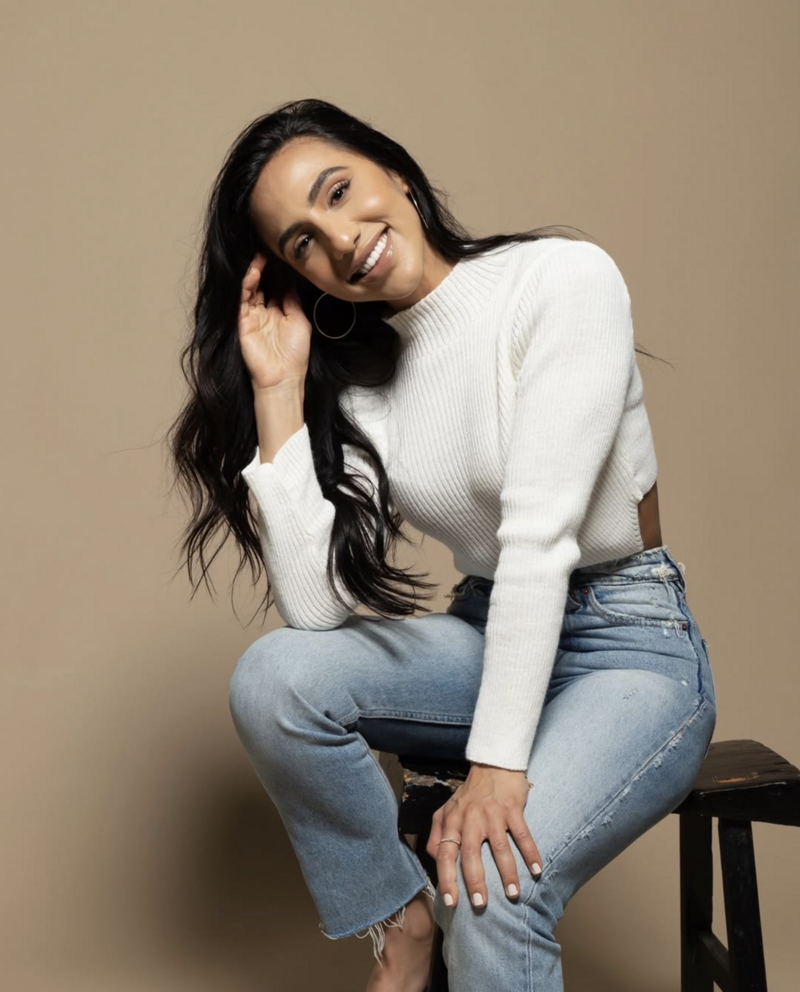 Portrait of the founder of The Complexion Club, a skincare club offering personalized treatments and a wellness experience, as showcased on their aesthetic-forward website.
