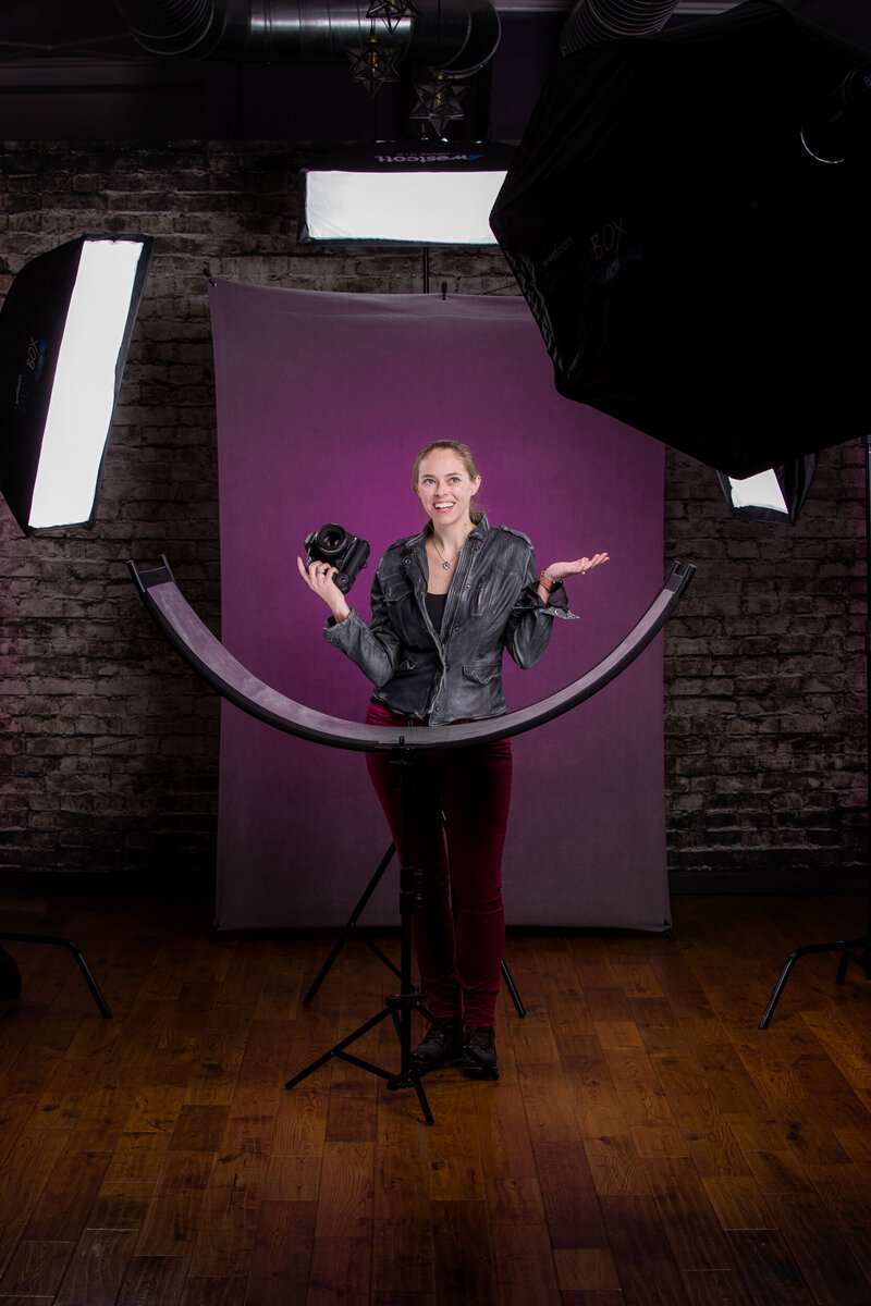 Behind the scenes image of Jen on our headshot set at our Phoenixville Studio