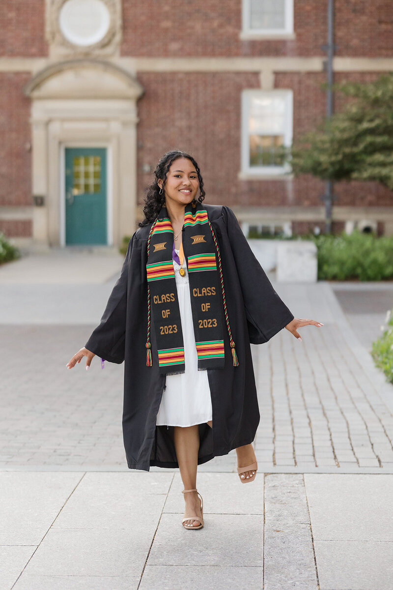 college senior celebrates graduation