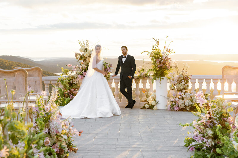 A ceremony recessional for a destination wedding