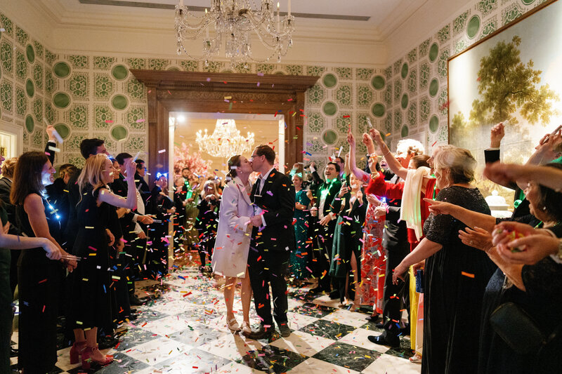 Bride and groom  confetti exit in Dallas