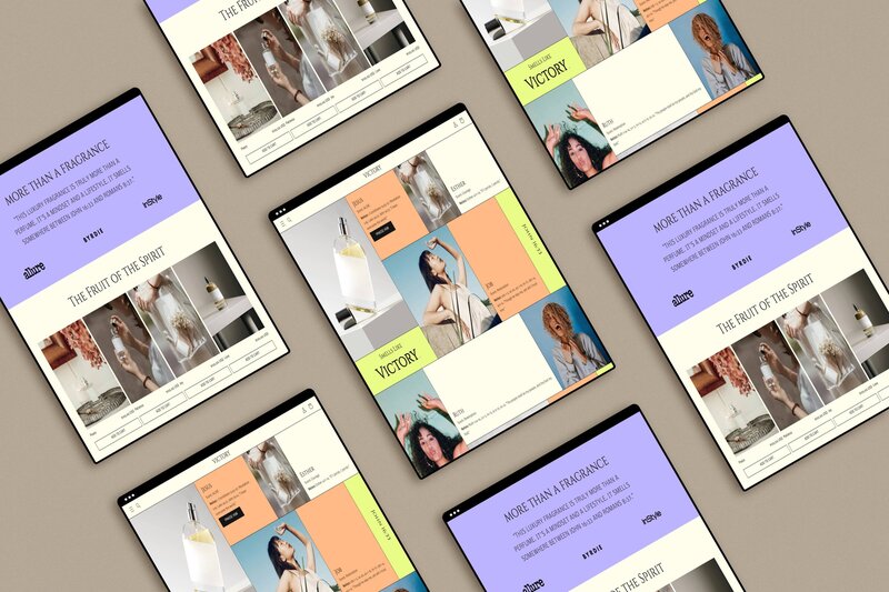 Victory website showcased across an array of iPads