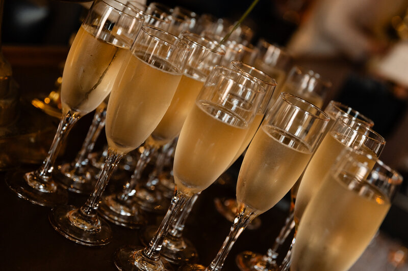 Close-up of champagne glasses